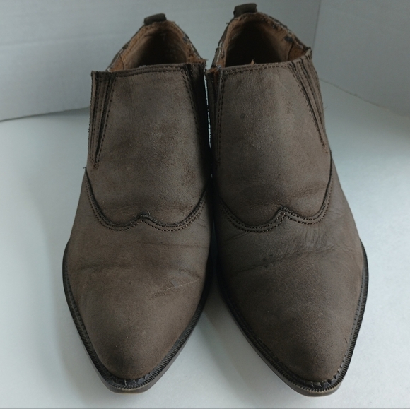 Zodiac Womens 7 Suede Ankle Boot Bootie Brown Leather Pointed Toe Western Stitch - Picture 9 of 10